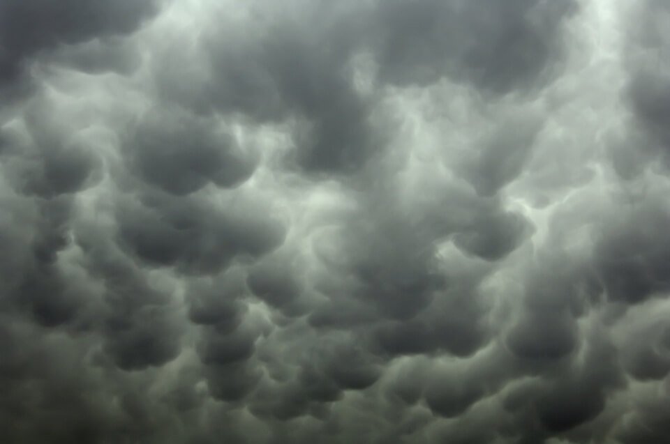 Mammatus clouds over northern Illinois on a warm evening in June