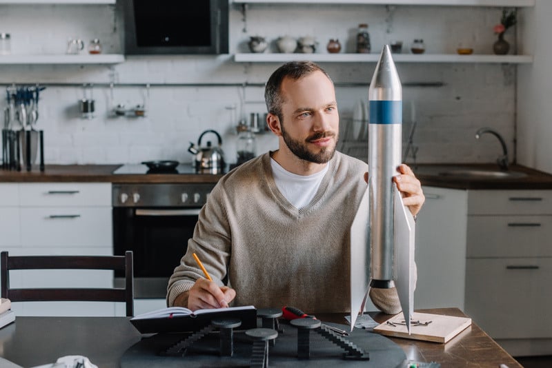 A creator drafts up a plan for launching new rocket