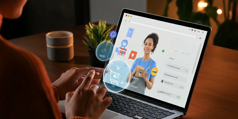 Woman uses AI to help find products during a Google search