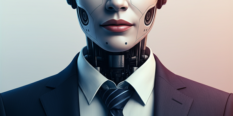 Close up on a company headshot photo, but the employee is an AI Agent
